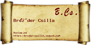 Bröder Csilla névjegykártya